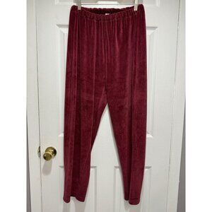 Vintage GAP 90s Y2K Mature Velour Pants Women’s Size L Red Elastic Waist Lounge